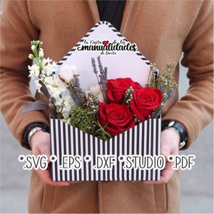 box about flowers, Mother&#39;s Day Svg, floral present box, mom love gift, rose box 3D template, .SVG, .STUDIO, PDF, Cameo, Cricut Project.