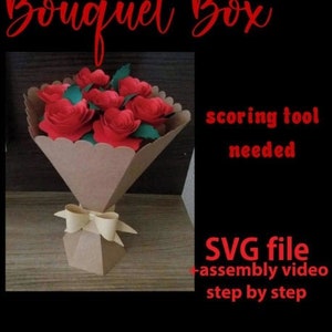 SCORING Bouquet of roses SVG + ASSEMBLY VIDEO step by step, Flowers/Base/Leaves/Bow/ cameo, cricut, svg, dxf, eps, pdf
