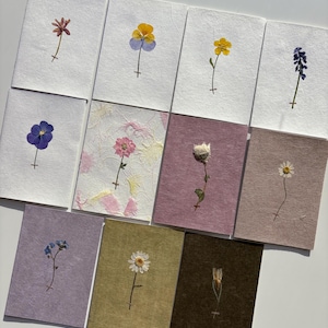 Pressed Flower Card: Handmade Floral Greeting Card with Kraft Envelope