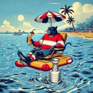 Florida Panthers Stanley Cup Victory Beach Chill Vector PNG: perfect voor T-shirts, mokken, hoeden, posters, stickers en meer!