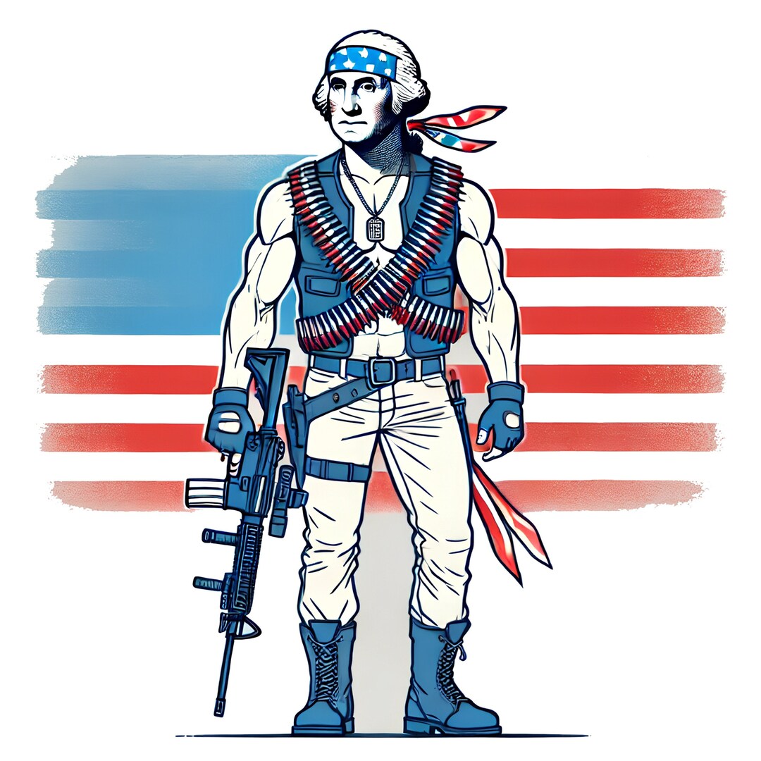 George Rambo White George Washington Rambo Patriotic War Vector PNG - Perfect for T-shirts ...