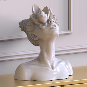 Woman Bust, unusual conceptual sculpture bust for a niche. &quot;Daughter of a Faun&quot; - Favna.art,