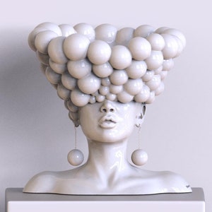 Unique &quot;Thoughts&quot; Woman Bust Sculpture: Modern Art Vase, conceptual gift