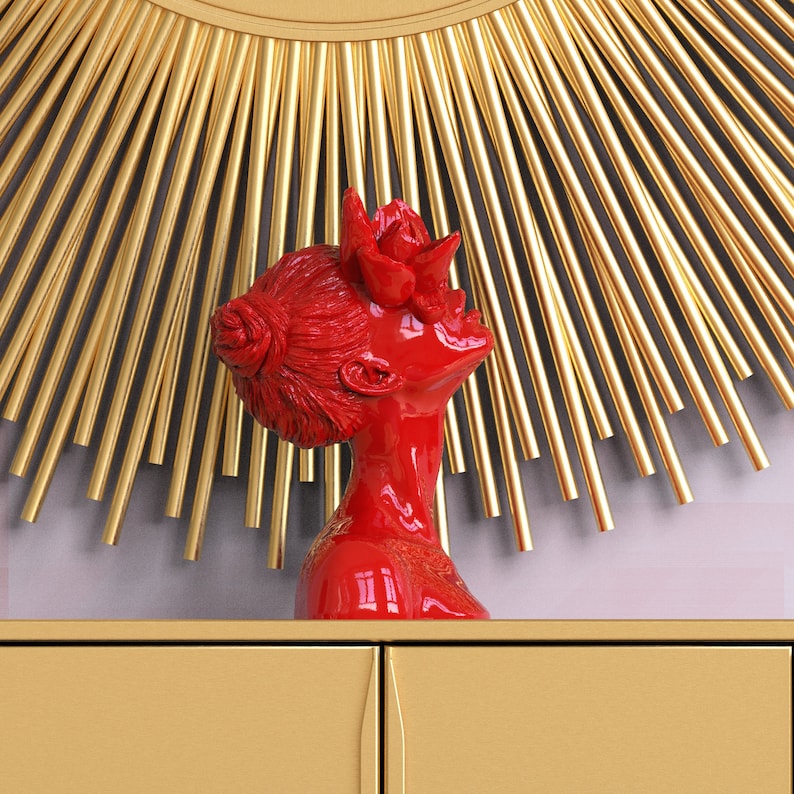 Unique Bust Statue Sculpture daughter of a Faun Red by Favna.art