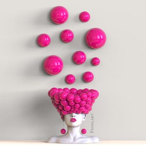 Escultura contemporánea de arte moderno para interior, globo rosa.