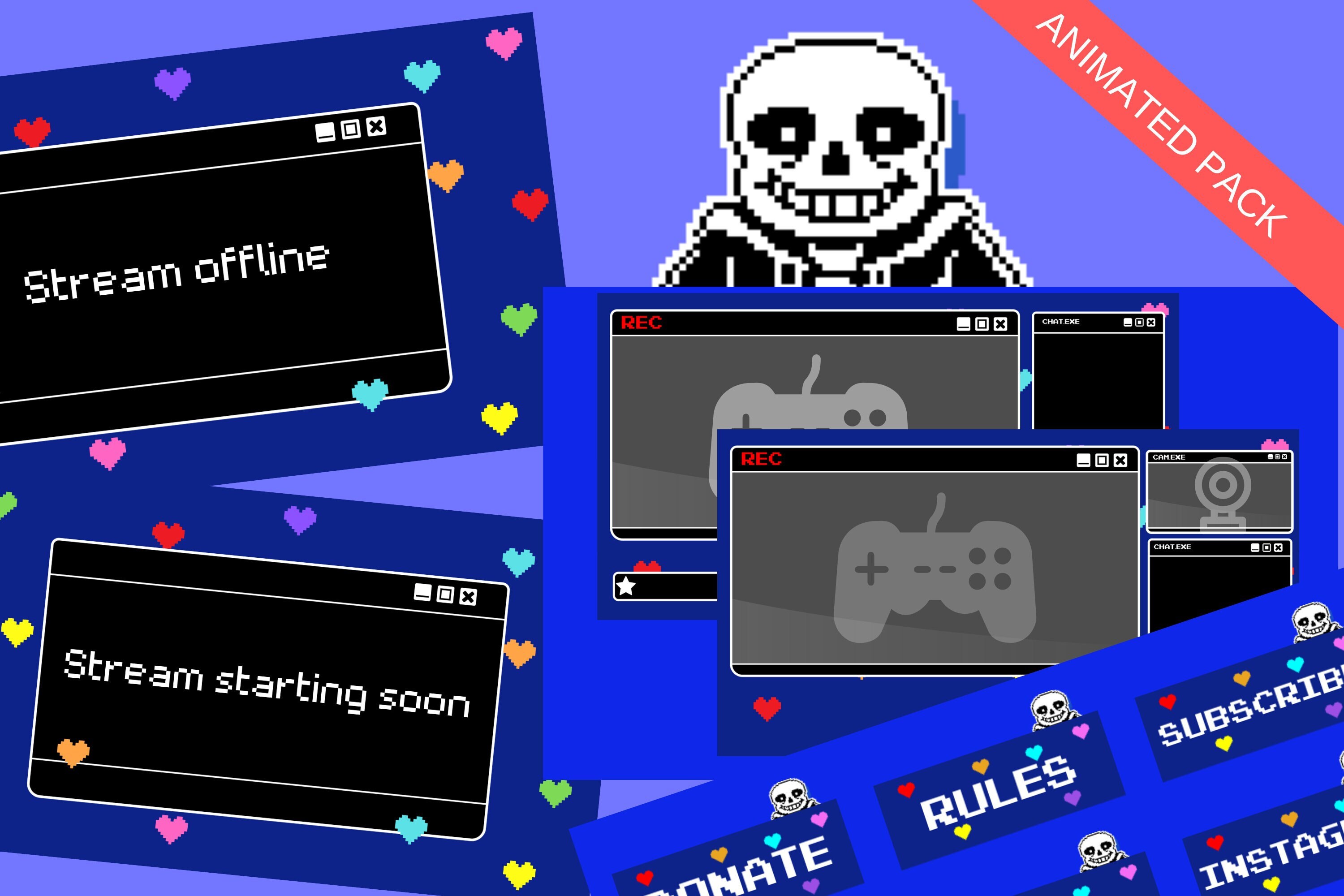 Undertale Twitch Overlay, Twitch Overlay, Streaming Pack, Retro Stream Pack, Stream Screen Pack