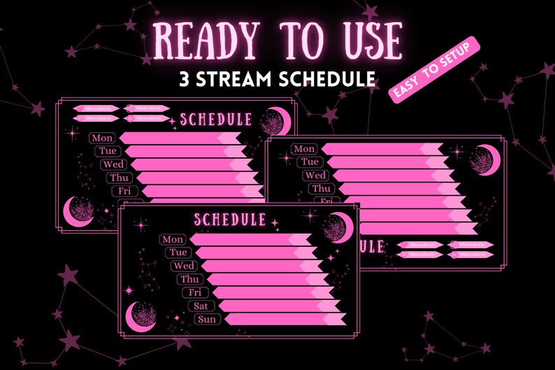 Pink Twitch Schedule Template Celestial Twitch Overlay Etsy