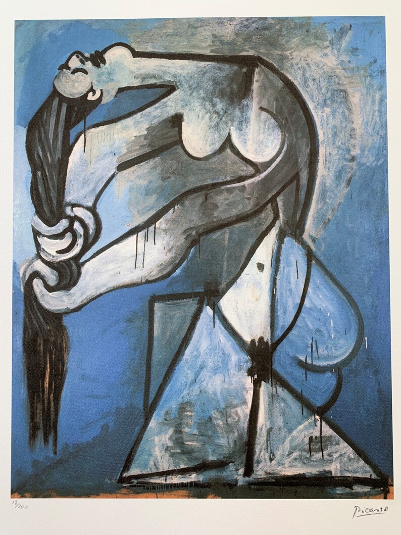 Pablo Picasso Nude Wringing Her Hair Lithography Etsy