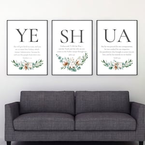 Yeshua Wall Art; Matthew 1.21, John 14.6, Isaiah 53:5,Digital Download, Printable. (11x14, 16x20, 18x24)