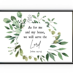 Joshua 24:15 NLT Wall Art; Scripture Wall Art; As for me and my house; Digital File; Download (11x14, 16x20, 18x24)