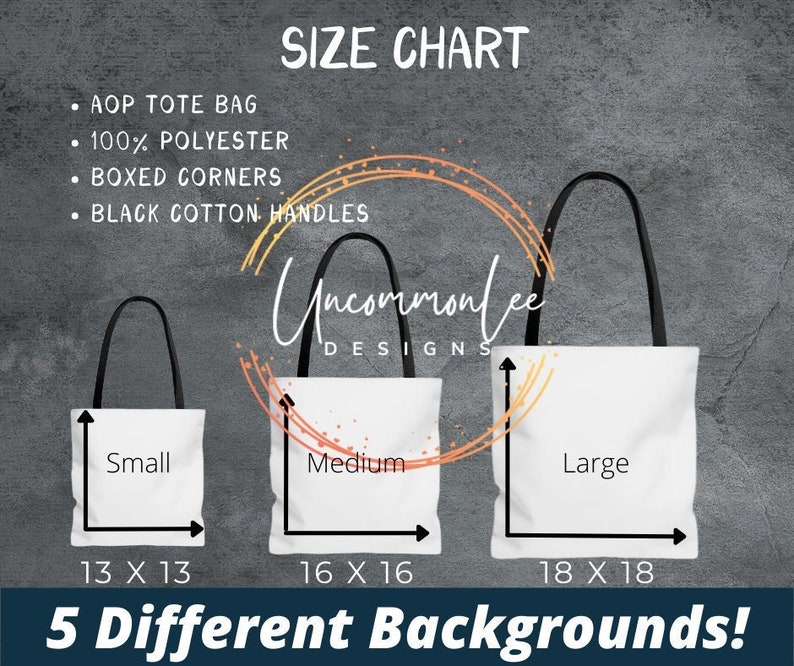 Tote Bag Size Chart AOP Tote Size Chart Sizing Chart for Etsy