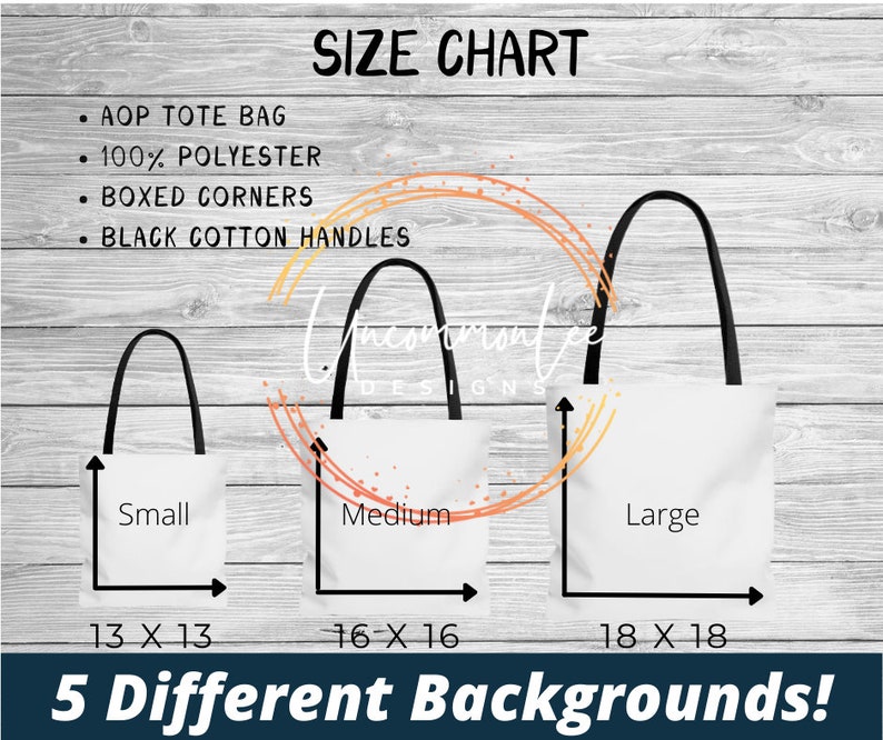 Tote Bag Size Chart AOP Tote Size Chart Sizing Chart for Etsy