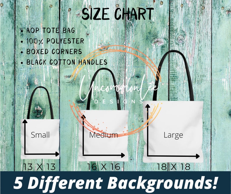 Tote Bag Size Chart AOP Tote Size Chart Sizing Chart for Etsy UK