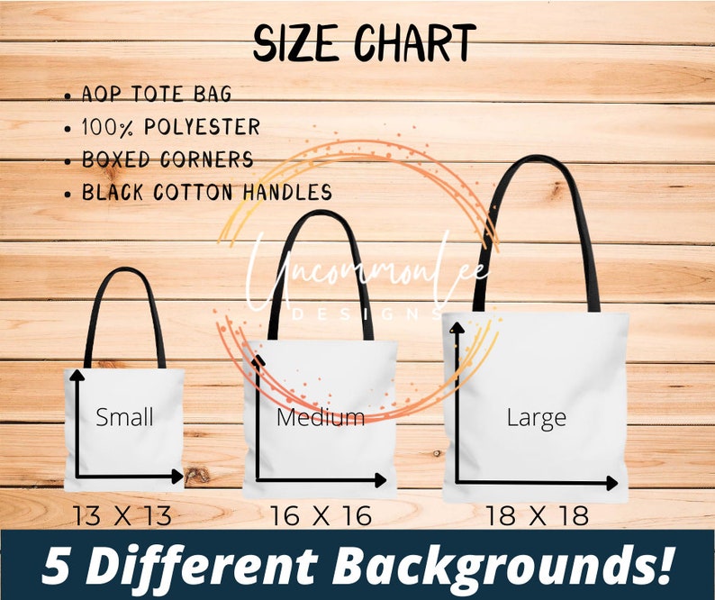 Tote Bag Size Chart AOP Tote Size Chart Sizing Chart for Etsy UK