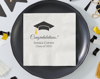Graduation Napkins Personalized Grad Napkins Class of 2026 University Graduation Party Decor Grad Party Cocktail Napkins College High School