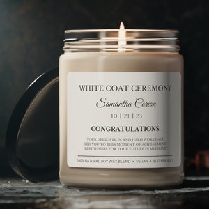 White Coat Ceremony Gift Idea Personalized Pharmacy Student Custom Gift Future Doctor Candle Medical Student Gift Phd White Coat Gift Custom