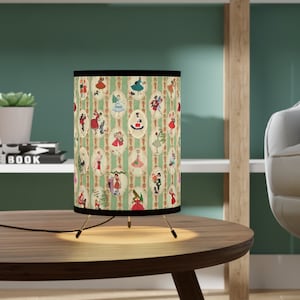 Mid Century Modern Lamp 1950s MCM Decor Aesthetic Tripod Lamp with Shade Retro Mid Century Bedside Lamp Unique Housewarming Gift for Her