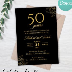 50th Wedding Anniversary Invitation 50th Anniversary Golden Anniversary Digital Invite 50 Years of Marriage Party Invitation Editable