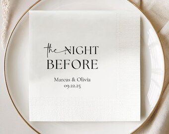 Napkins One Day Away Rehearsal Dinner Decor The Night Before Wedding Napkins Printed Custom Names Cocktail Napkins Rehearsal Napkins