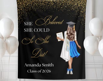 Custom Graduation Banner Congrats Graduate Backdrop Class of 2026 Graduation Party Decor