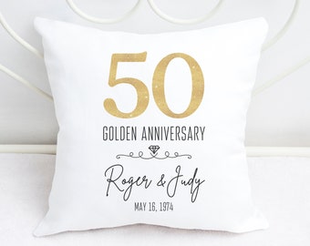 50th Wedding Anniversary Gift for Parents 50th Anniversary Pillow Golden Anniversary 50 Anniversary Gift Personalized 50 Years Together Gift