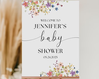 Floral Baby Shower Shower Welcome Sign Wildflower Baby Bridal Shower Decor Welcome To Baby Shower Foam Board Personalized Sign Baby in Bloom
