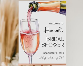 Bridal Shower Sign Brunch and Bubbly Bridal Shower Welcome Sign Bridal Brunch Welcome Foam Board Printed Personalized Board Champagne Sign