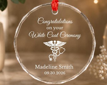 White Coat Ceremony Glass Ornament Personalized White Coat Gift