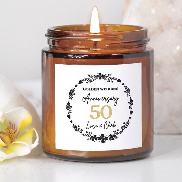 50th Wedding Anniversary Party Favor 50 Wedding Anniversary Gift for Parents Personalized Party Decoration 50th Anniversary Custom Candle