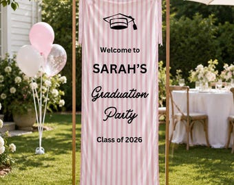 Graduation Party Banner Custom Grad Party Decor Welcome Sign Photo Backdrop