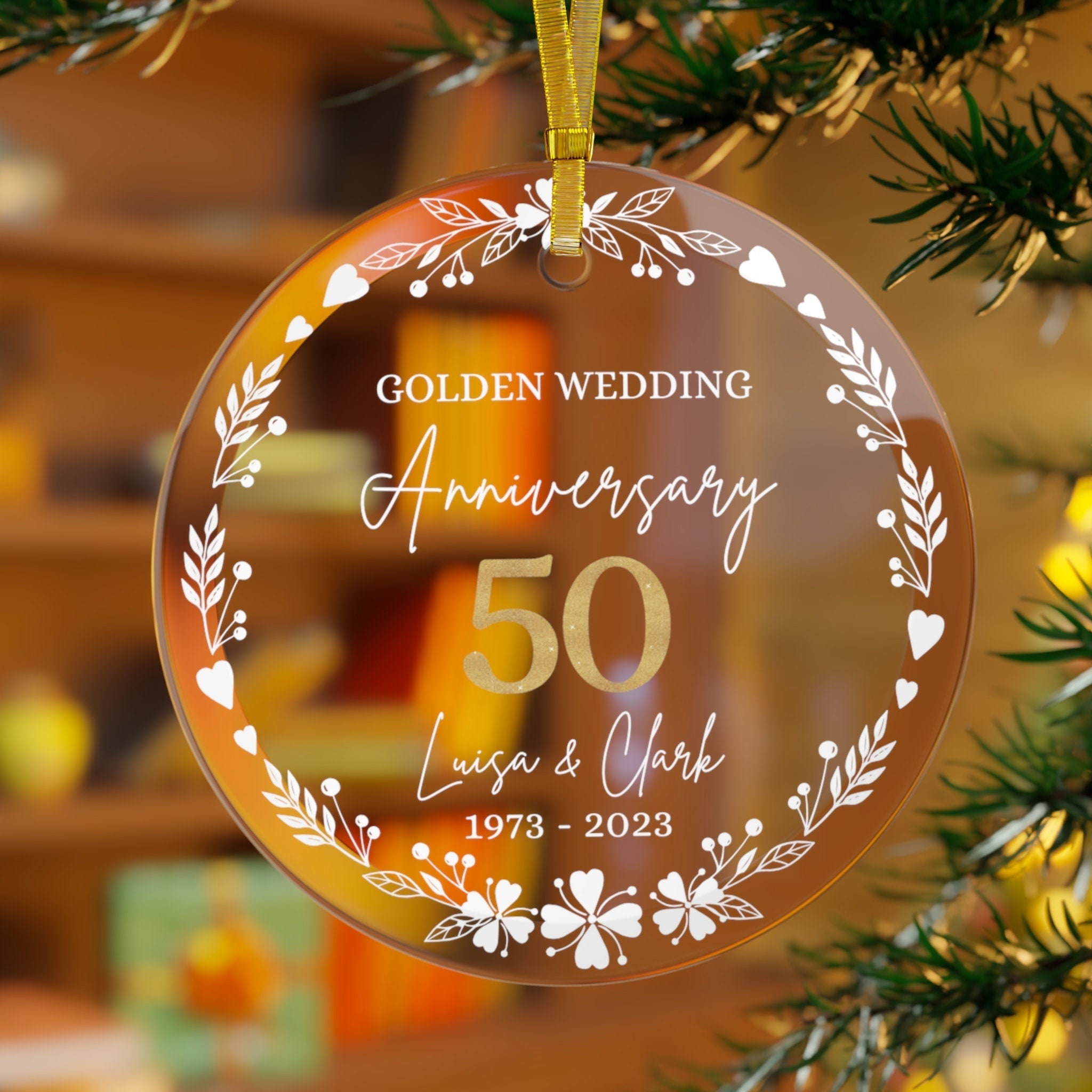 FORTIVO 50th Anniversary Gifts for Couple, 50th Wedding Anniversary Gifts, Golden Gifts