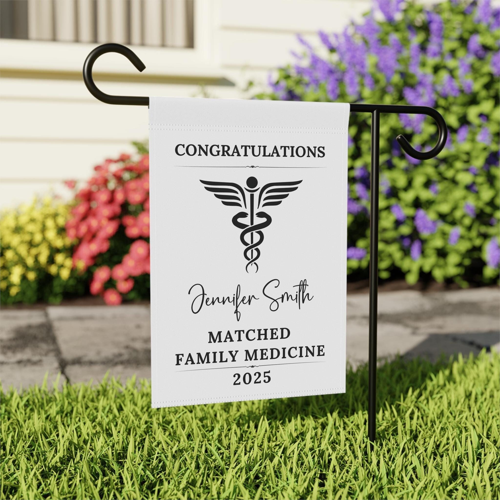 "Congrats You Matched" Glitter Banner – Medical School Match Day Decoration – Pre-Strung, Ready To Hang - View #2