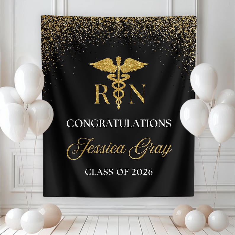 Printed RN Graduation Banner Nursing Graduation Photo Backdrop ...