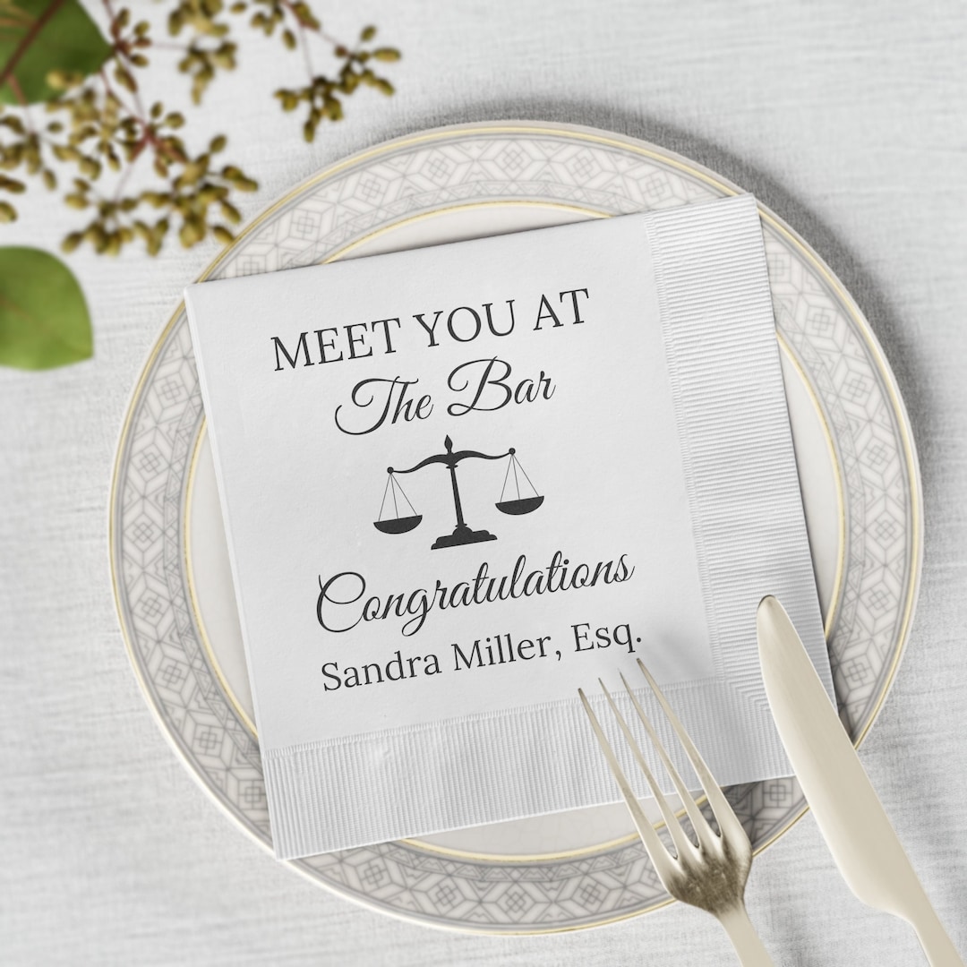 Passed the Bar Exam Gift Meet You at the Bar Napkin Lawyer Graduation ...