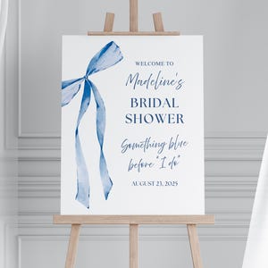 Coquette Bridal Shower Sign Something Blue Before I do Bridal Shower Welcome Sign Something Blue Bridal Shower Decor Bridal Brunch Board