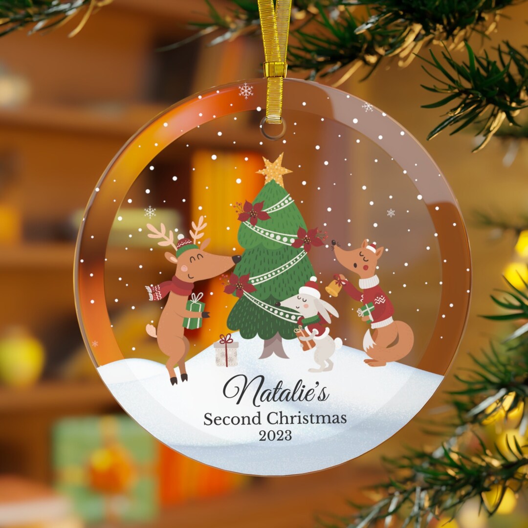 Baby's Second Christmas Ornament Baby's 2nd Christmas Gift Woodland