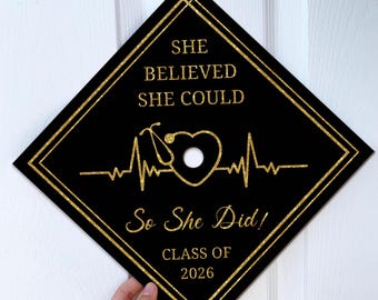 Nursing Graduation Cap Topper for Women RN Nurse Grad Cap Decor She Believed So She Did