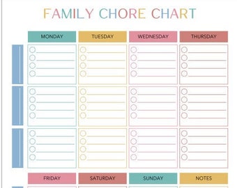 Family Chore Chart Printable | Weekly Family Planner | Family Planner Printable | Family Cleaning Schedule | Instant Download