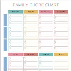 Family Chore Chart Printable | Weekly Family Planner | Family Planner Printable | Family Cleaning Schedule | Instant Download