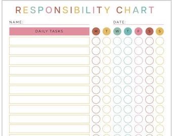 Kids Responsibility Chart Editable | Printable Chore Chart | Weekly & Daily Tasks | Kids Schedule | Kids To Do List | Instant Download