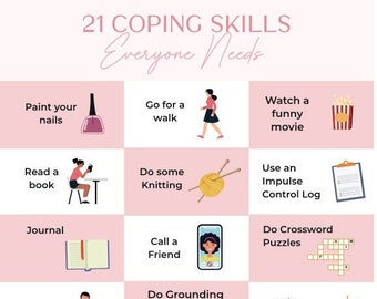 Anxiety Cards | Anxiety Coping Skills Chart | Mindfulness Chart | Instant Download | A4 Size
