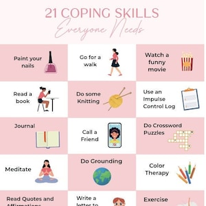 Anxiety Cards | Anxiety Coping Skills Chart | Mindfulness Chart | Instant Download | A4 Size