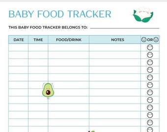 Baby Meal Planner | Baby Meal Planner Printable | Baby Food Log | Baby Food Tracker | Babys First Foods | Instant Download