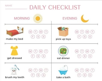 Chore Chart For Kids Printable | Responsibility Chart | Before School & After School Checklist | Instant Download