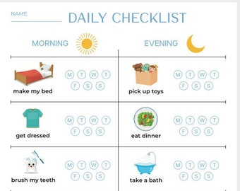 Chore Chart For Kids Printable | Responsibility Chart | Before School & After School Checklist | Instant Download
