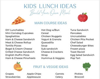 Kids Meal Planner | Kids Lunch Ideas Printable | School Lunch Meal Planner | Kids Nutrition | Kids Lunchbox Printable | Instant Download