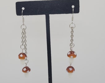 Small mushroom fidget earrings