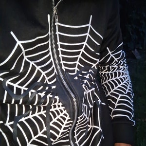 Spider Web Hoodies,Y2K Style Streetwear,Full-Zip Hoodies,Goth Punk Hoodies,Oversized Hoodies,Unisex Hoodies,Y2K Clothing,Zip Up Jacket,Gifts
