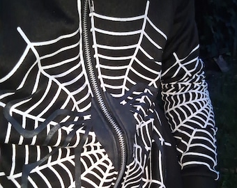 Spider Web Hoodies,Y2K Style Streetwear,Full-Zip Hoodies,Goth Punk Hoodies,Oversized Hoodies,Unisex Hoodies,Y2K Clothing,Zip Up Jacket,Gifts