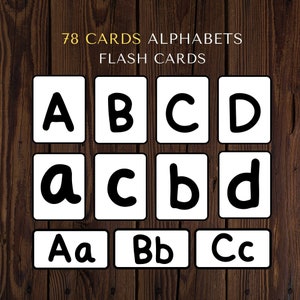 Alphabet Cards Printable for Preschool, 78 Uppercase and Lowercase Black and White Letters Flash Cards, Kids, Toddlers Flashcards